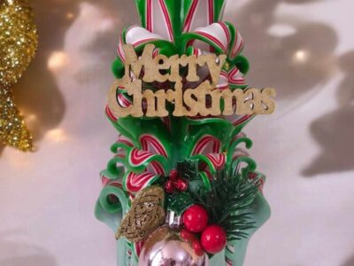 Hand-carved Christmas candle 16cm